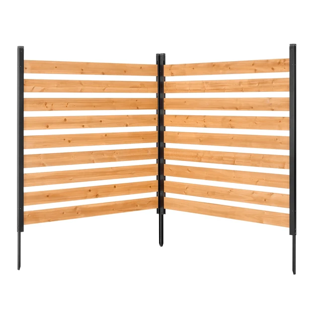 Alt view image 8 of 8 - VEVOR Wooden Privacy Fence, 48 x 49 x 28 inch Air Conditioner Fence, 2 Panel Solid Outdoor Wood Privacy Screen with Metal Stakes, Steel Frame, Trash Can Hider Fences Suitable for Garden, Pool