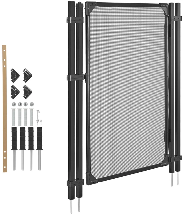 Main image of VEVOR Pool Fence Gate, 4 x 2.5 ft Inground Swimming Pool Fences Gate, Outdoor Security Fencing Door Kit with Self-Closing and Self-Locking Design, 352 gsm Teslin PVC Mesh, Easy Installation, Black