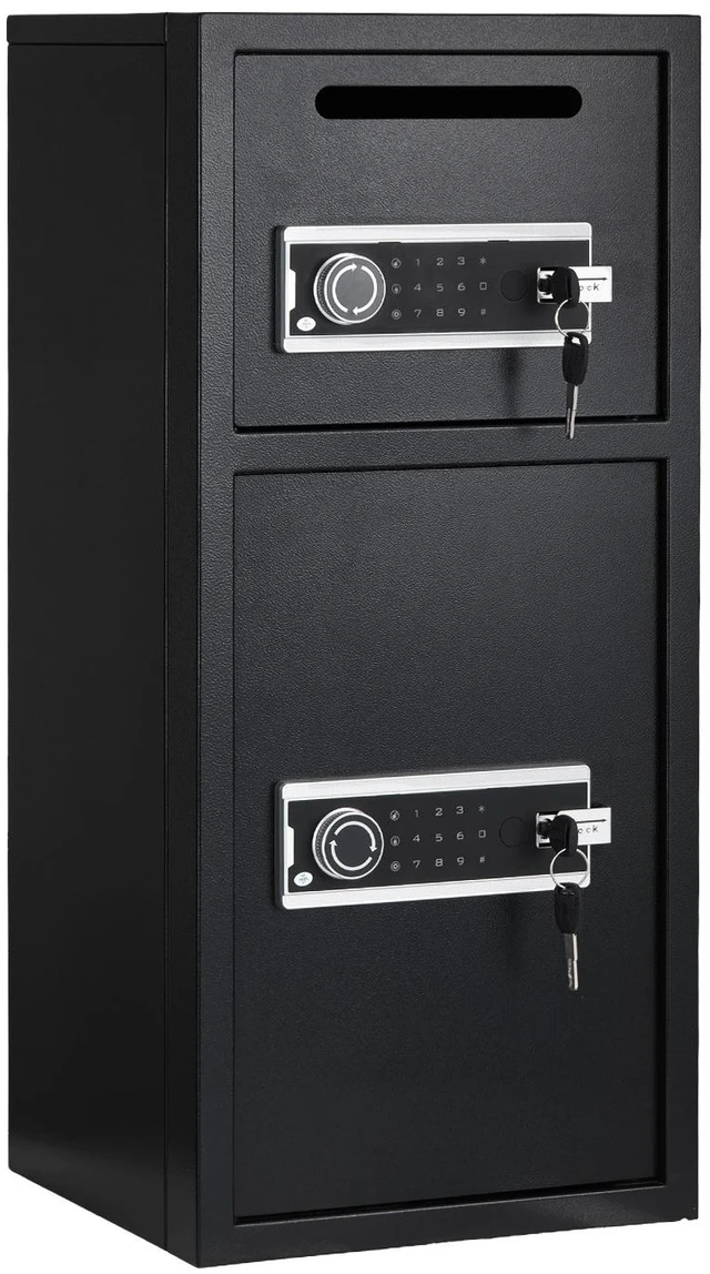 Main image of VEVOR 7.2 cu.ft Safe Box, Double Doors Safe Lock Box with Key, Password and LED, Fireproof Cold Rolled Steel Storage Drop Slot Vault for Money, Documents, Jewelry and Valuables, Easy Assembly, Black