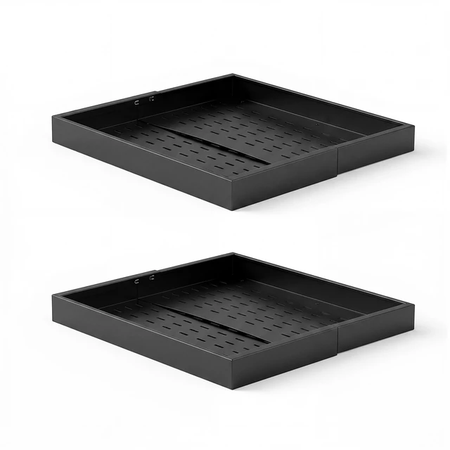 Alt view image 8 of 8 - VEVOR Pull Out Cabinet Organizer, 4 Pack Expandable Width (12.2"-18.9"), 20.47" Deep Pull Out Drawers for Cabinets, Sliding Drawer for Kitchen Pantry Cabinet Organizer with Nano Adhesive Strips, Black
