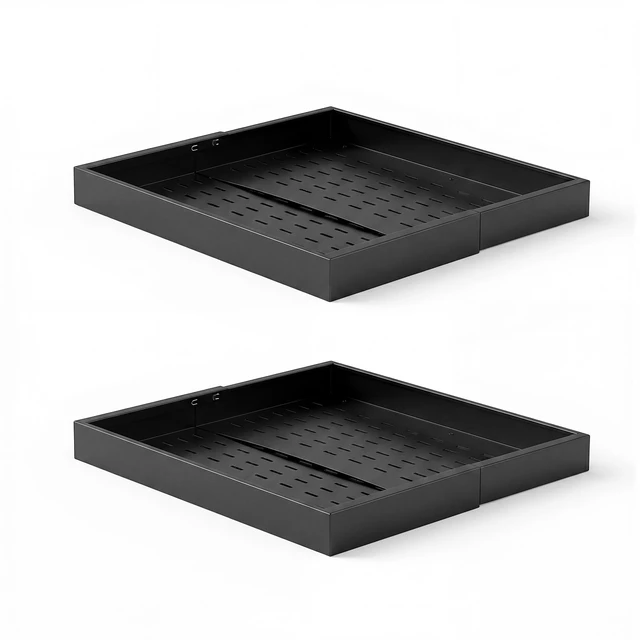 Alt view image 8 of 8 - VEVOR Pull Out Cabinet Organizer, 2 Pack Expandable Width (12.2"-18.9"), 20.47" Deep Pull Out Drawers for Cabinets, Sliding Drawer for Kitchen Pantry Cabinet Organizer with Nano Adhesive Strips, Black