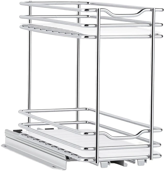 Main image of VEVOR Pull Out Spice Rack Organizer for Cabinet, 2 Tier Slide Out Spice Rack Organizer, Heavy Duty Metal Seasoning Kitchen Basket for Inside Cabinets & Pantry Closet, 4.33"W x 8.46"D x 10.43"H, Silver