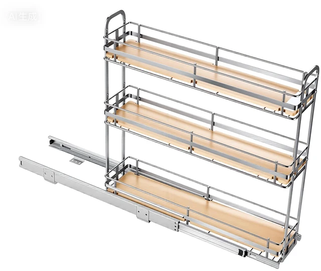 Main image of VEVOR Pull Out Spice Rack Organizer for Cabinet, 3 Tier Slide Out Spice Rack Organizer, Height Adjustable Heavy Duty Metal Seasoning Kitchen Basket for Cabinets, 5.75"W x 20.98"D x 21.34"H, Silver