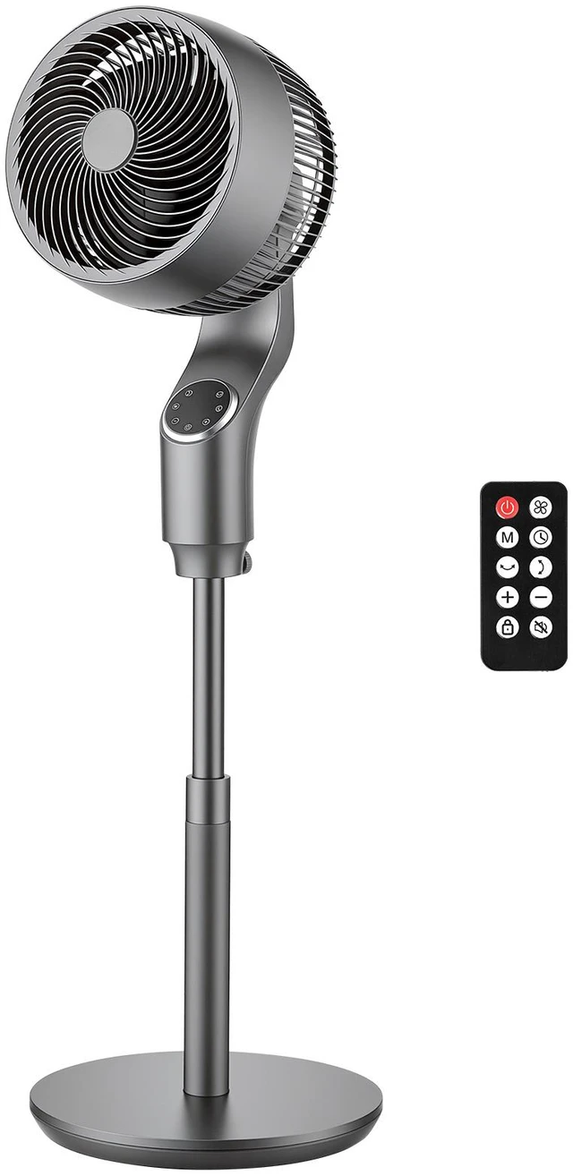 Alt view image 15 of 15 - VEVOR 9-Inch Pedestal Fan, 80° Oscillating Standing Floor Fan with Quite DC Motor, Remote Control, 9 Speeds & 4 Smart Modes, 24H Timer, Adjustable Height, for Home, Bedroom, Living Room, Silver Gray