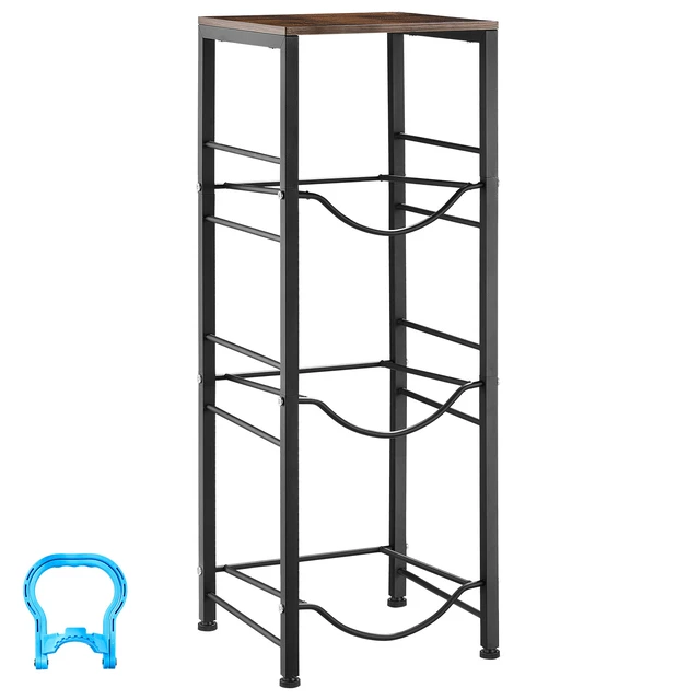 Alt view image 8 of 8 - VEVOR Water Jug Holder, 4 Tiers 3 and 5 Gallon Water Bottle Holder for 3 Bottles, Heavy Duty Jug Rack Organizer with Storage Shelf, Detachable for Kitchen, Office, Living Room, Black and Brown