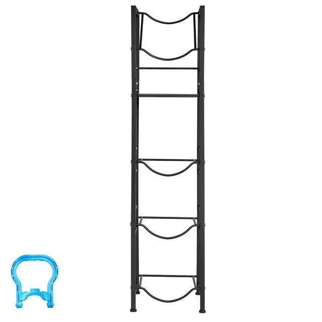 Alt view image 8 of 8 - VEVOR Water Jug Holder, 5 Tiers 3 and 5 Gallon Water Bottle Holder for 4 Bottles, Heavy Duty Jug Rack Organizer with Storage Shelf, Adjustable Feet, and Handle, for Kitchen, Office, Living Room, Black