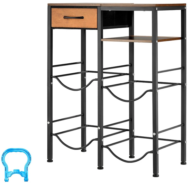 Alt view image 8 of 8 - VEVOR Water Jug Holder, 4 Tiers Double Rows 3 and 5 Gallon Water Bottle Holder for 4 Bottles, Heavy Duty Jug Rack Organizer with Storage Shelf and Drawer, for Kitchen, Living Room, Black and Brown