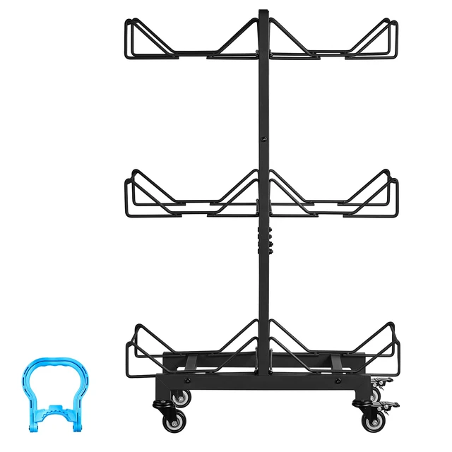 Alt view image 8 of 8 - VEVOR Water Jug Holder, 3 Tiers Double Rows 3 and 5 Gallon Water Bottle Holder for 6 Bottles, Heavy Duty Jug Rack Organizer with Casters and Handles, Foldable for Kitchen, Office, Living Room, Black