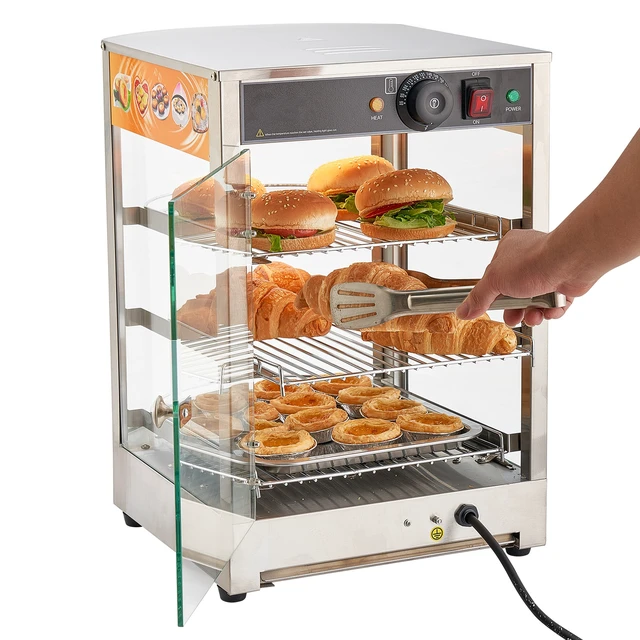 Alt view image 2 of 2 - VEVOR 3-Tier Commercial Food Warmer Display, 800W Food Display Warmer with LED Light, Adjustable Shelf and Stainless Steel Frame, 86~185 Air Heating, 60L for Hamburger, Pizza, Bread, Fried Chicken