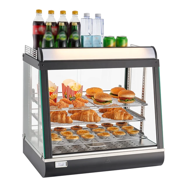 Alt view image 9 of 9 - VEVOR 3-Tier Commercial Food Warmer Display, 1200W Food Display Warmer with LED Light, Top Storage and Adjustable Shelves, 86~185 Steam Heating, 75L for Hamburger, Pizza, Bread, Fried Chicken