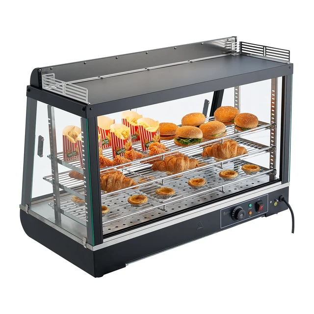Alt view image 9 of 9 - VEVOR 3-Tier Commercial Food Warmer Display, 1400W Food Display Warmer with LED Light, Top Storage and Adjustable Shelves, 86~185 Steam Heating, 105L for Hamburger, Pizza, Bread, Fried Chicken