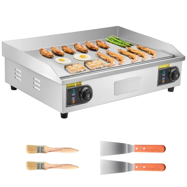 Alt view image 8 of 8 - VEVOR Commercial Electric Griddle, 2800W Countertop Flat Top Grill, 122-572 Adjustable Temp, 28.74 x 15.75 x 0.39in Stainless Steel Griddle Grill with 2 Shovels and 2 Brushes for Home or Restauran