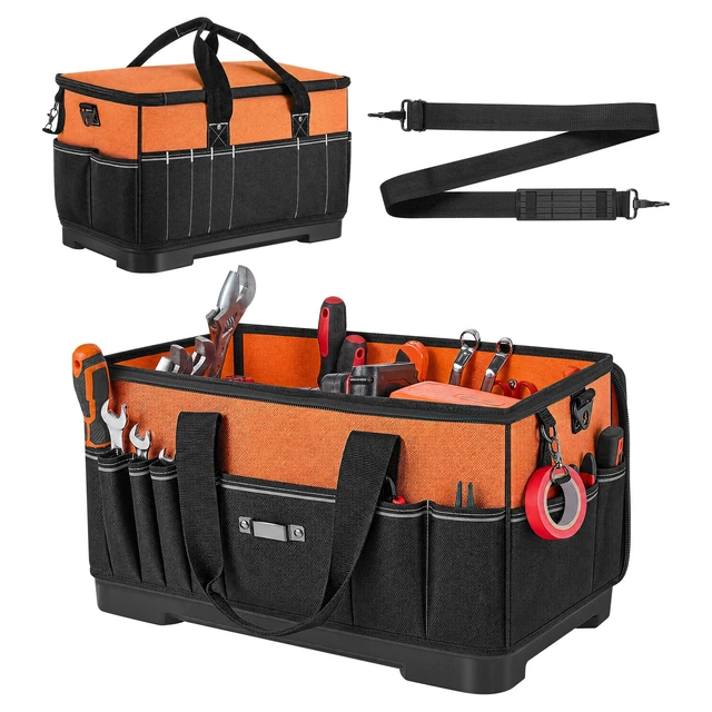 Alt view image 8 of 8 - VEVOR Tool Bag, 19.1 Inch, 33-Pocket Portable Large Tool Box Organizer Storage, Toolbox with Water-Resistant Base, Zipper, Adjustable Shoulder Strap Toolbag, for Men Women Dad Husband Fathers Day