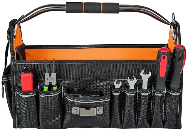 Alt view image 8 of 8 - VEVOR Tool Bag, 16.1 Inch, 33-Pocket Open Top Tool Tote, Electrical Maintenance Toolbox Organizer Storage with Handle, Adjustable Shoulder Strap, Portable Toolbag, for Professionals DIY & Jobsite Use