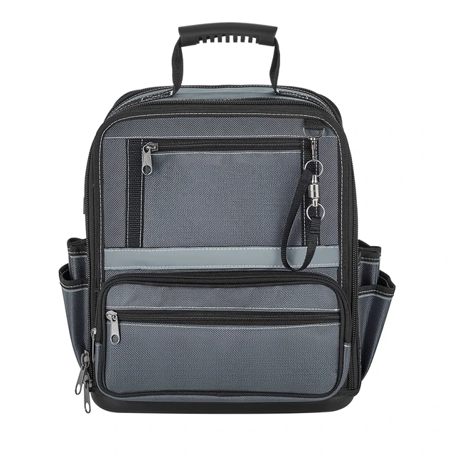 Alt view image 8 of 8 - VEVOR Tool Bag, 13.2 Inch, 34-Pocket Portable Large Tool Box Organizer Storage, Carry Toolbox with Hard Plastic Base, Large Zipper, Adjustable Shoulder Strap, for Men Women Dad Husband Fathers Day