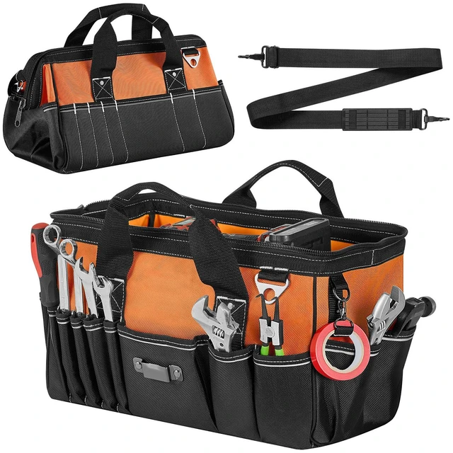 Alt view image 8 of 8 - VEVOR Tool Bag, 15.7 Inch, 33-Pocket Portable Tool Box Organizer Storage, Toolbox with Soft Handle, Large Zipper, Adjustable Shoulder Strap, Carrying Toolbag, for Men Women Dad Husband Fathers Day