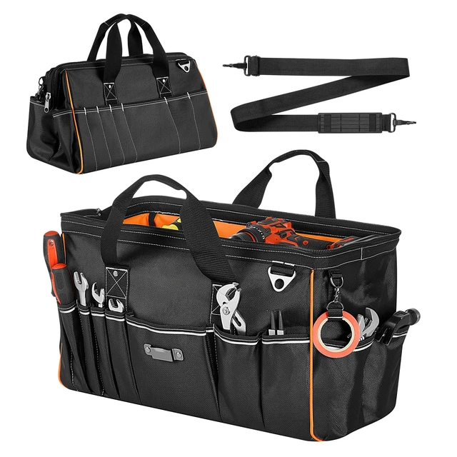 Alt view image 8 of 8 - VEVOR Tool Bag, 20 Inch, 33-Pocket Portable Large Tool Box Organizer Storage, Toolbox with Big Zipper, Adjustable Shoulder Strap, Water-Resistant Carry Toolbag, for Men Women Dad Husband Fathers Day
