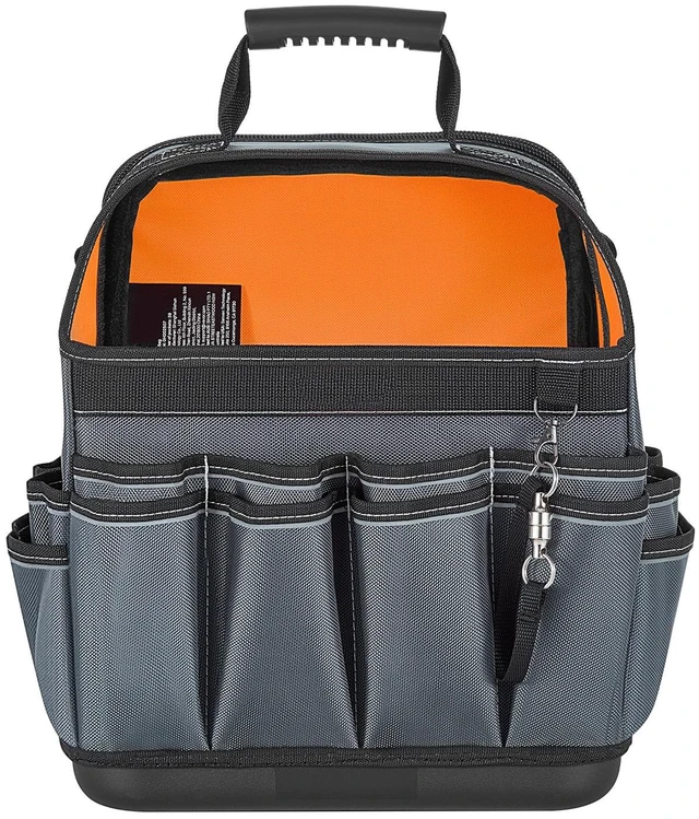 Alt view image 8 of 8 - VEVOR Tool Bag, 13.2 Inch, 39-Pocket Open Top Tool Pouch, Portable Electrical Maintenance Toolbox Organizer Storage with Hard Plastic Base, Adjustable Shoulder Strap, for Professionals DIY & Jobsite