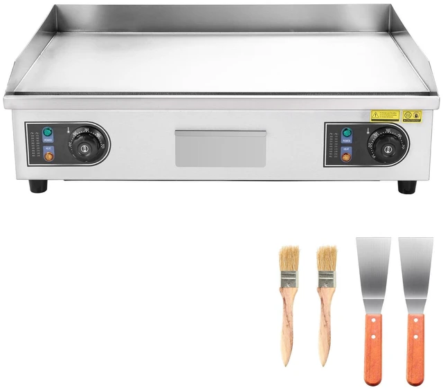 Alt view image 8 of 8 - VEVOR Commercial Electric Griddle, 2800W Countertop Flat Top Grill, 122-572 Adjustable Temp, 25.98 x 15.75 x 0.39in Stainless Steel Griddle Grill with 2 Shovels and 2 Brushes for Home or Restauran