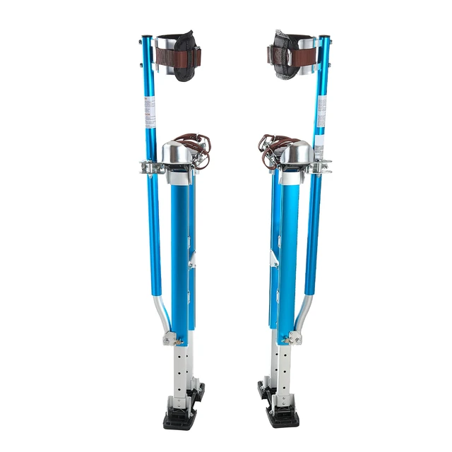 Alt view image 8 of 8 - VEVOR Drywall Stilts, 24.240.3 Inch Adjustable Aluminum Painter Stilts, 228 lbs Load Capacity, Non-Slip Rubber Feet, Dual Spring Shock Absorption, Comfortable Leg Straps for Painting, Decoration,Blue