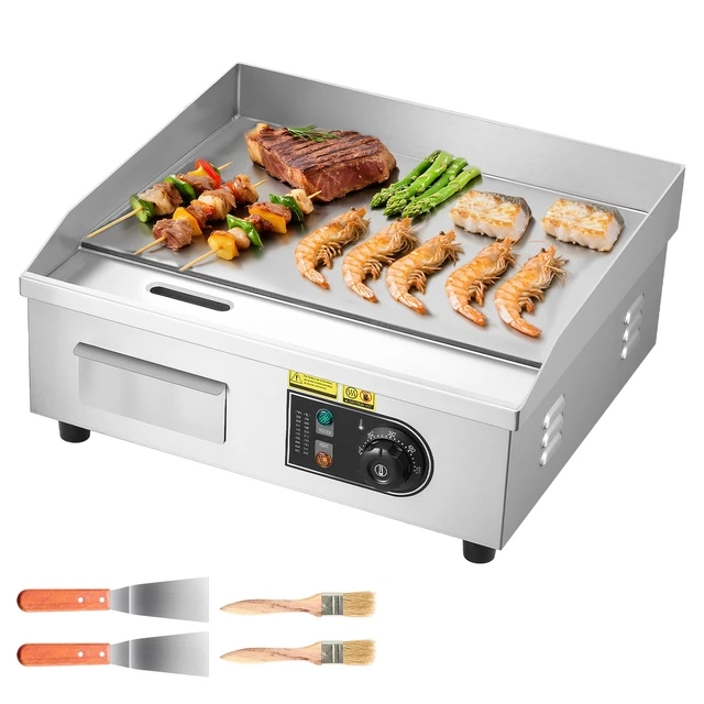 Alt view image 8 of 8 - VEVOR Commercial Electric Griddle, 1700W Countertop Flat Top Grill, 122-572 Adjustable Temp, 17.72 x 11.81 x 0.39in Stainless Steel Griddle Grill with 2 Shovels and 2 Brushes for Home or Restaurant