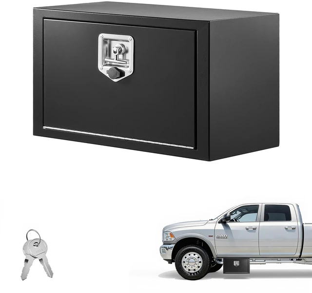 Main image of VEVOR Underbody Truck Tool Box, 24 x 12 x 14 Inch Heavy Duty Steel Trailer Storage Box with Lock & Keys, Waterproof Trailer Storage Organizer Under Body Chest with T-Handle for Truck, Van, SUV, Black