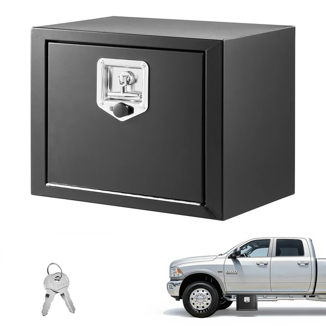 Alt view image 8 of 8 - VEVOR Underbody Truck Tool Box, 18 x 12 x 14 Inch Heavy Duty Steel Trailer Storage Box with Lock & Keys, Waterproof Trailer Storage Organizer Under Body Chest with T-Handle for Truck, Van, SUV, Black
