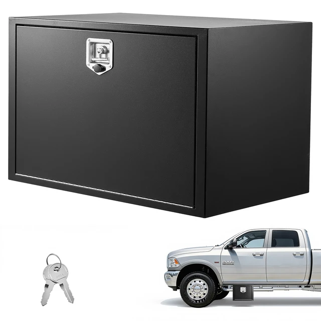 Alt view image 8 of 8 - VEVOR Underbody Truck Tool Box, 36 x 24 x 24 Inch Heavy Duty Steel Trailer Storage Box with Lock & Keys, Waterproof Trailer Storage Organizer Under Body Chest with T-Handle for Truck, Van, SUV, Black