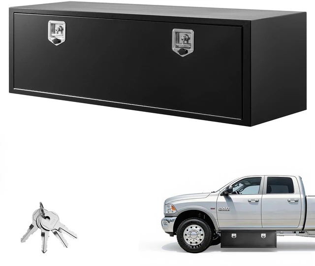 Main image of VEVOR Underbody Truck Tool Box, 60 x 18 x 18 Inch Heavy Duty Steel Trailer Storage Box with Lock & Keys, Waterproof Trailer Storage Organizer Under Body Chest with T-Handle for Truck, Van, SUV, Black