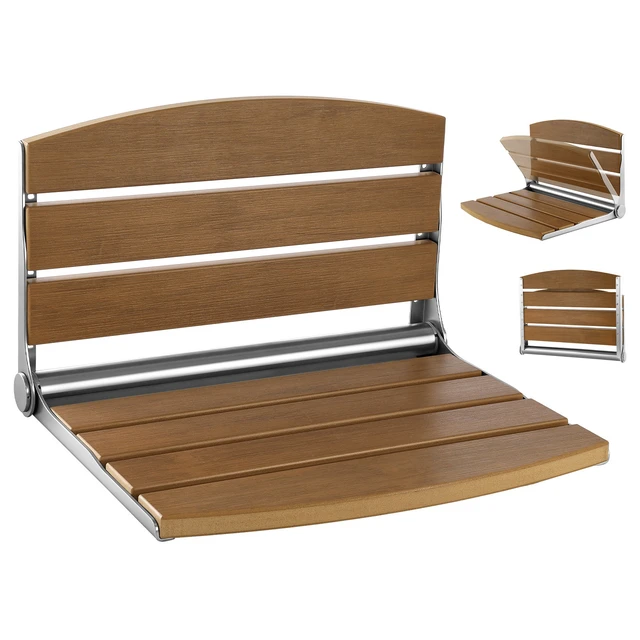 Alt view image 8 of 8 - VEVOR Foldable Shower Seat Wall Mounted, 17.7" Folding Shower Bench with Supportive Backrest, Fold-Down Bathroom Corridor Seat with Stainless Steel Frame for Adults Seniors, 400LBS Loading