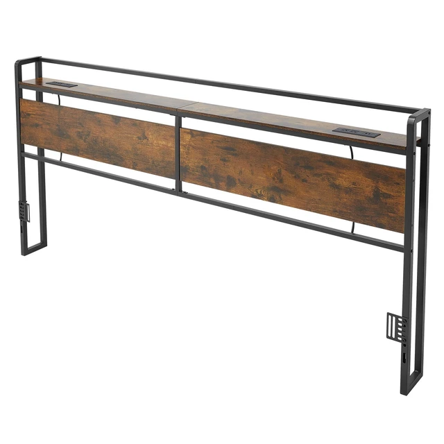 Alt view image 8 of 8 - VEVOR Headboard for King Size Bed, with Storage Shelf, 2 Outlets, 1 USB and 1 Type-C Port, Sturdy and Stable Carbon Steel Frame Head Board with Charging Station, Adjustable Height, Black and Brown