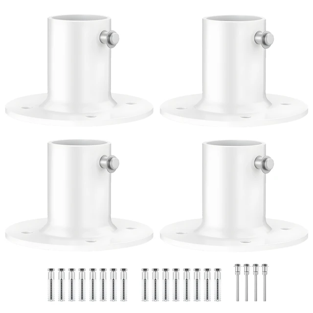 Alt view image 8 of 8 - VEVOR Deck Anchor Flange 4 Pack, 1-7/8 in Pool Ladder Deck Mount, Handrail Anchor with Stainless Steel Mounting Hardware, Premium Aluminum Alloy Flange for Inground Swimming Pool Ladder, White