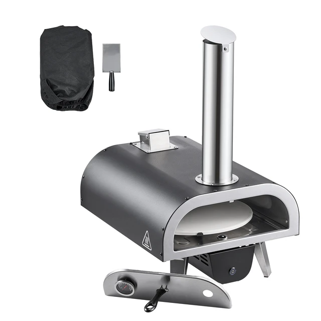 Alt view image 9 of 9 - VEVOR Outdoor Pizza Oven, 12 in Wood Fired Pizza Ovens, Pellet Pizza-Stove with Thermometer & Electric Rotation, Portable Pizza-Maker for Outside Backyard Patio Camping, Pizza-Stone, Carry Bag, Shovel