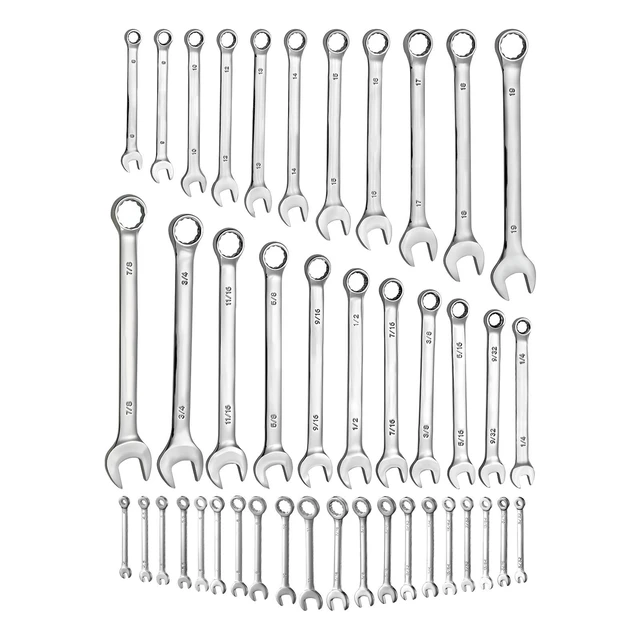 Alt view image 8 of 8 - VEVOR Combination Wrench Set, 42-Piece SAE and Metric, 12-Point Box End and 15° Angled Open End Combination Wrenches with Roll Up Pouch, Carbon Steel, for General Household and Automotive Repairs