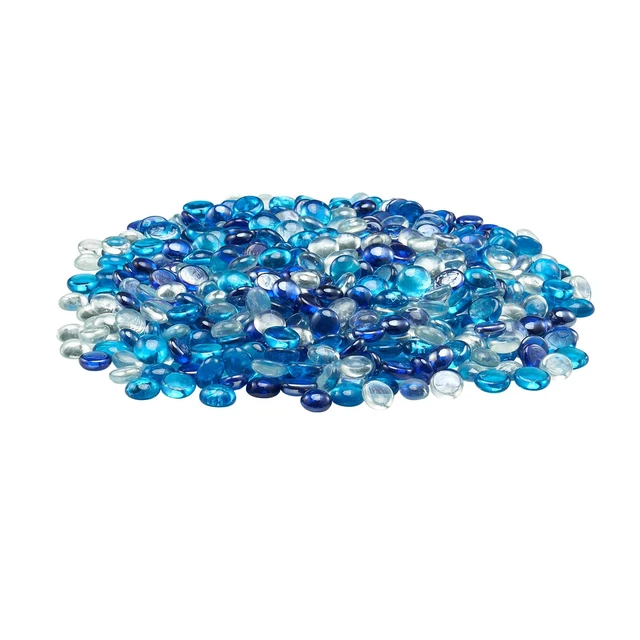 Alt view image 9 of 9 - VEVOR 10LBS Fire Glass 3/4-Inch Fireplace Glass Rocks Cobalt Blue Caribbean Blue Clear