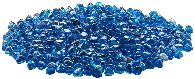 Alt view image 9 of 9 - VEVOR 20 LBS Fire Glass 1-Inch Fireplace Glass Rocks for Fire Pit Table Caribbean Blue
