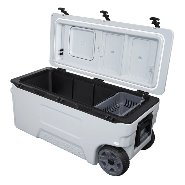Alt view image 8 of 8 - VEVOR Hard Cooler, 106QT Portable Rolling Cooler with Wheels, Leak-Resistant Coolbox Keeps Contents Cool for 48 Hours, Ice Retention Insulated Chests, Ultra-Light for Outdoor Picnics, Grill, Camping