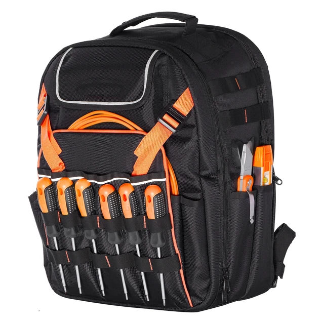 Alt view image 9 of 9 - VEVOR Tool Backpack 45 Pockets Tear-resistant Jobsite Backpack for Electrician