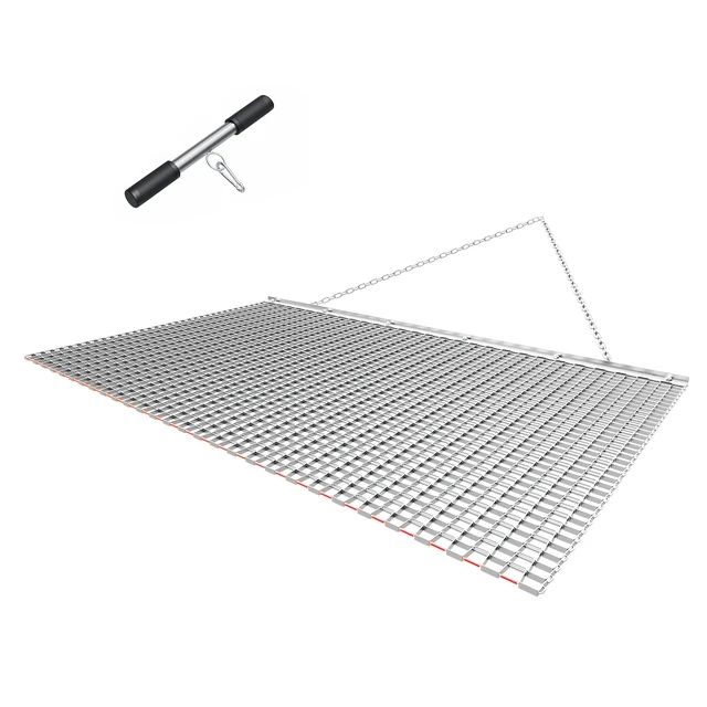 Alt view image 8 of 8 - VEVOR Drag Harrow, 5 x 3 ft, High-Efficiency Chain Harrow Rake, ATVs UTVs Tractors Attachments, Durable Galvanized Steel Mesh Drag Mat with Towing Chain, for Gravel Driveway Ruts Farm Field Leveling