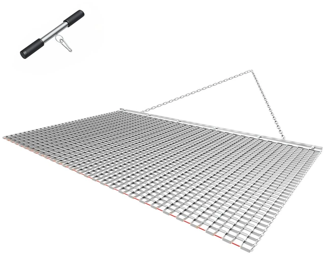 Main image of VEVOR Drag Harrow, 6 x 3 ft, High-Efficiency Chain Harrow Rake, ATVs UTVs Tractors Attachments, Durable Galvanized Steel Mesh Drag Mat with Towing Chain, for Gravel Driveway Ruts Farm Field Leveling