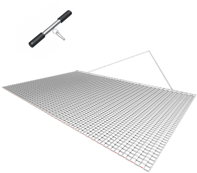 Main image of VEVOR Drag Harrow, 6.6 x 4 ft, High-Efficiency Chain Harrow Rake, ATVs UTVs Tractors Attachments, Durable Galvanized Steel Mesh Drag Mat with Towing Chain, for Gravel Driveway Ruts Farm Field Leveling