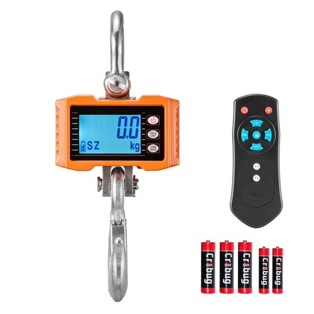 Alt view image 8 of 8 - VEVOR Digital Crane Scale, 4400 lbs/2000 kg Max Capacity, Heavy Duty Industrial Hanging Scale with Cast Aluminum Case & LCD Display, 1 lbs Division & 3 Unit Switch, Remote Control for Garage Factory