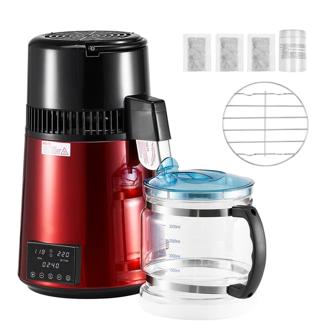 Alt view image 9 of 9 - 4L Water Distiller Home Countertop Purifier Machine 1750W Stainless Steel Glass