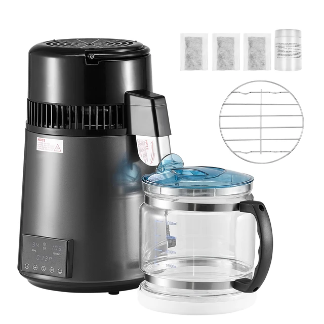 Alt view image 10 of 10 - VEVOR 4L Water Distiller Home Countertop Purifier Machine 750W Stainless Steel Glass
