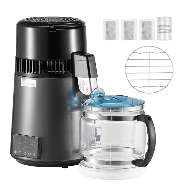 Alt view image 9 of 9 - VEVOR 4L Water Distiller Home Countertop Purifier Machine 1750W Stainless Steel Glass