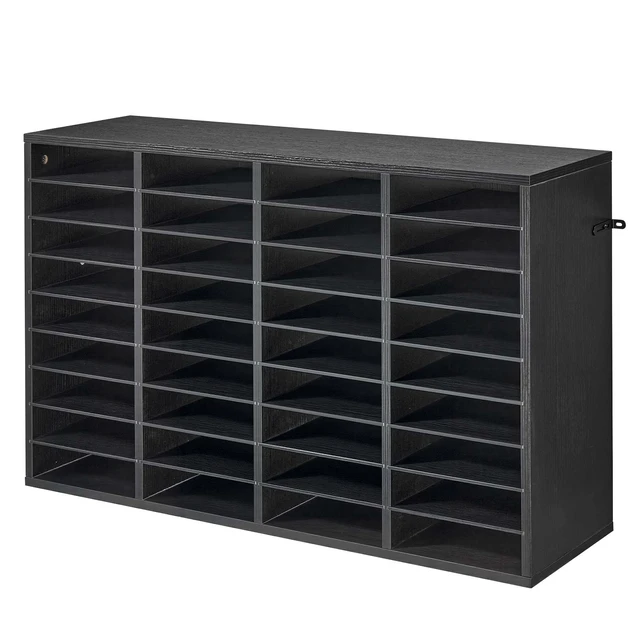 Alt view image 8 of 8 - VEVOR Literature Organizer, 36 Compartments Office Mailbox with Detachable Shelves, Wooden Mailbox Sorter with Particle Board, Countertop Office Home Storage Organizer for File, Document, Paper, Black