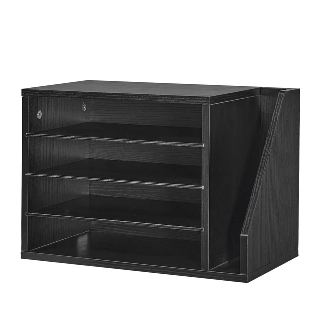 Alt view image 8 of 8 - VEVOR Literature Organizer, 4 Compartments Office Mailbox with Detachable Shelves, Wooden Mailbox Sorter with Side Vertical Storage, Countertop Office Home Organizer for File, Document, Paper, Black