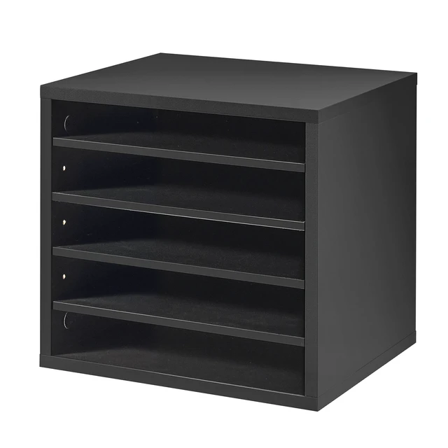 Alt view image 8 of 8 - VEVOR Literature Organizer, 5 Compartments Office Mailbox with Adjustable Shelves, Wooden Mailbox Sorter with MDF, Countertop Office Home Classroom Storage Organizer for File, Document, Paper, Black