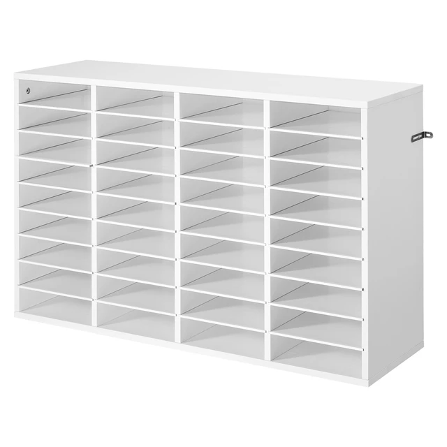 Alt view image 8 of 8 - VEVOR Literature Organizer, 36 Compartments Office Mailbox with Detachable Shelves, Wooden Mailbox Sorter with Particle Board, Countertop Office Home Storage Organizer for File, Document, Paper, White