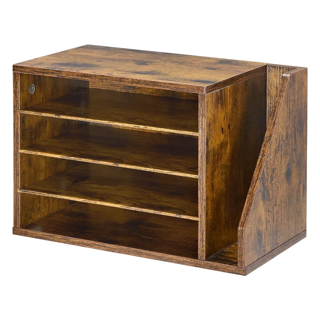 Alt view image 8 of 8 - VEVOR Literature Organizer, 4 Compartments Office Mailbox with Detachable Shelves, Wooden Mailbox Sorter with Side Vertical Storage, Countertop Office Home Organizer for File, Document, Paper, Brown